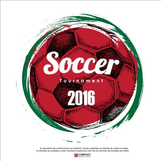 Hand drawn soccer poster vector graphics 15
