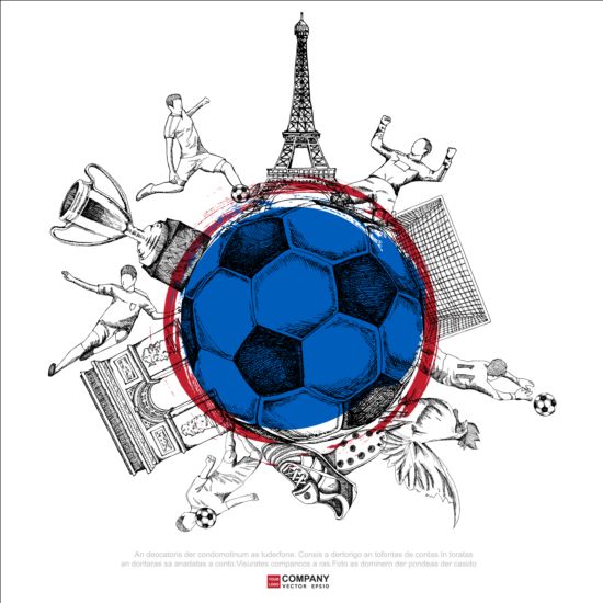 Hand drawn soccer poster vector graphics 16
