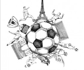 Hand drawn soccer poster vector graphics 17