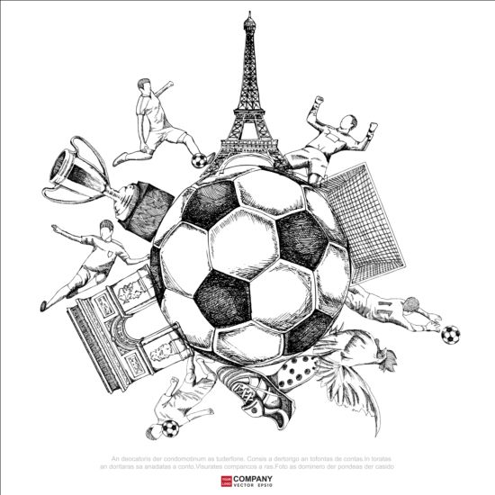 Hand drawn soccer poster vector graphics 17