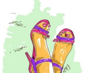 Hand drawn woman shoes vector material 01