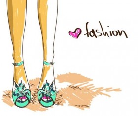 Hand drawn woman shoes vector material 02