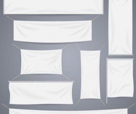 Hanging white banners vector 02