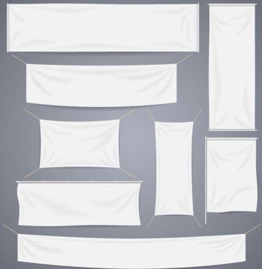 Hanging white banners vector 02