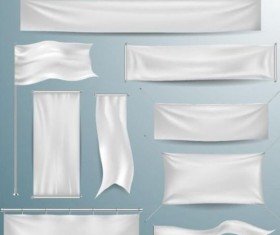 Hanging white banners vector 03