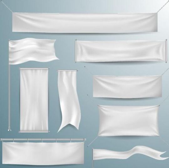 Hanging white banners vector 03