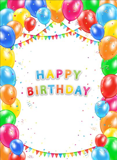 Happy Birthday balloons and pennants with white background free download