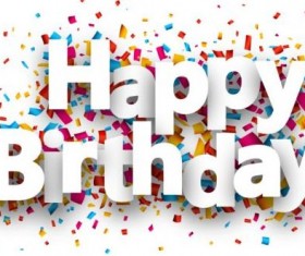 Happy birthday paper confetti vector material 02