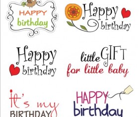 Happy birthday text design vector material