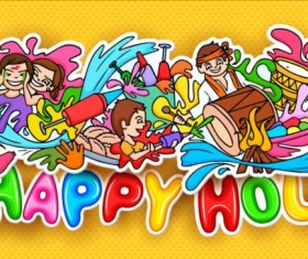 Happy holi doodle design vector