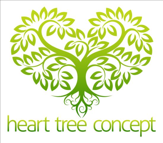 Heart tree logo vector 02