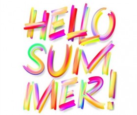 Hello summer colored text design vector