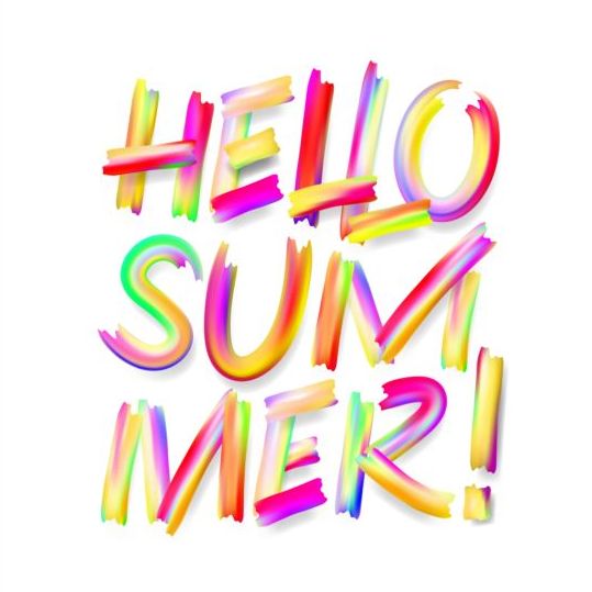 Hello summer colored text design vector