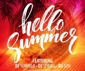 Hello summer party flyer design vector 02