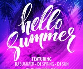 Hello summer party flyer design vector 03