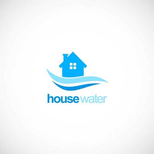 House water supply company logo vector