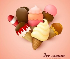Ice cream with pink background vector 01