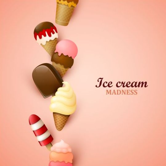 Ice cream with pink background vector 02