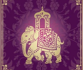 Indian style floral purple background vector 02