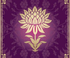 Indian style floral purple background vector 04