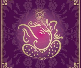 Indian style floral purple background vector 05