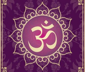 Indian style floral purple background vector 06