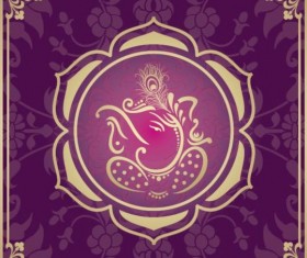 Indian style floral purple background vector 08