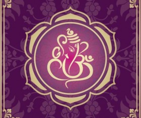 Indian style floral purple background vector 09