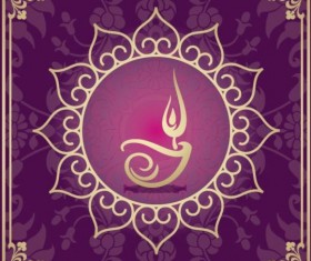 Indian style floral purple background vector 10