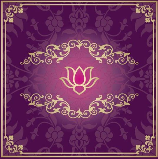 Indian style floral purple background vector 11