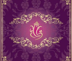 Indian style floral purple background vector 12