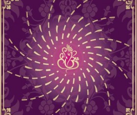 Indian style floral purple background vector 13