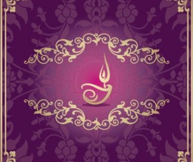Indian style floral purple background vector 14