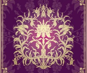 Indian style floral purple background vector 15