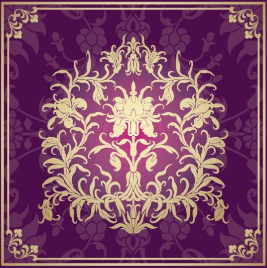 Indian style floral purple background vector 15