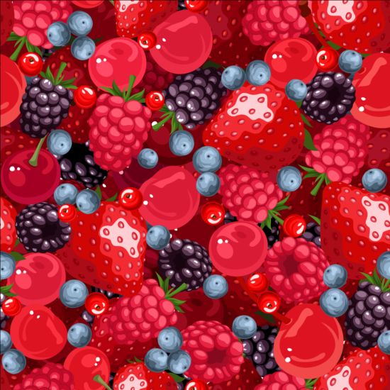 Juicy berries seamless pattern vector