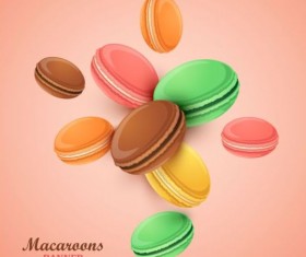 Macaroons with pink background vector 01