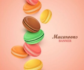 Macaroons with pink background vector 02