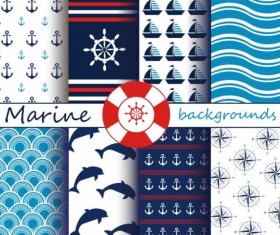 Marine summe pattern seamless vector 01