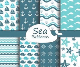 Marine summe pattern seamless vector 04