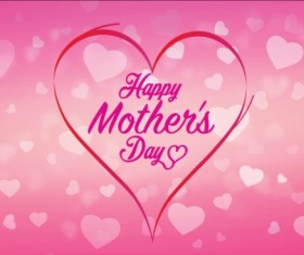 Mothers day pink background with heart vector 03