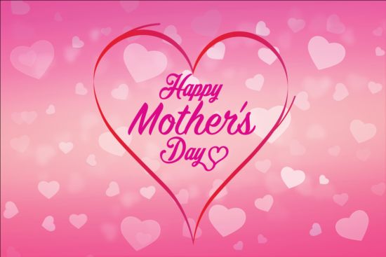Mothers day pink background with heart vector 03