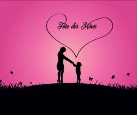 Mothers day silhouetter with elegant background vector 04