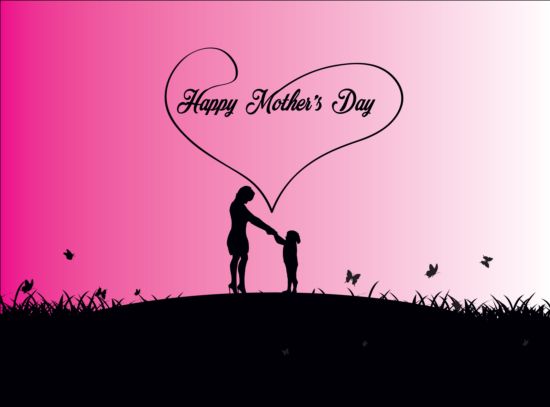 Mothers day silhouetter with elegant background vector 07