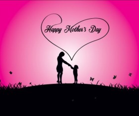 Mothers day silhouetter with elegant background vector 08