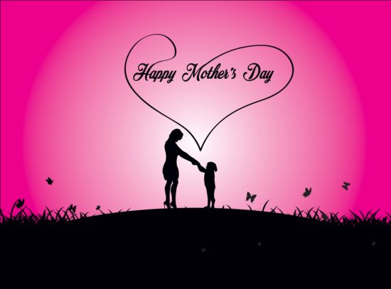 Mothers day silhouetter with elegant background vector 08