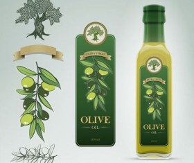 Olive oil bottle with stickers illustration vector