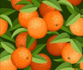 Orange with leaves seamless pattern vectors