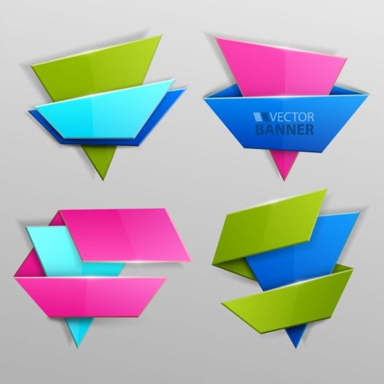 Origami banners modern vectors 03