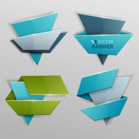 Origami banners modern vectors 04